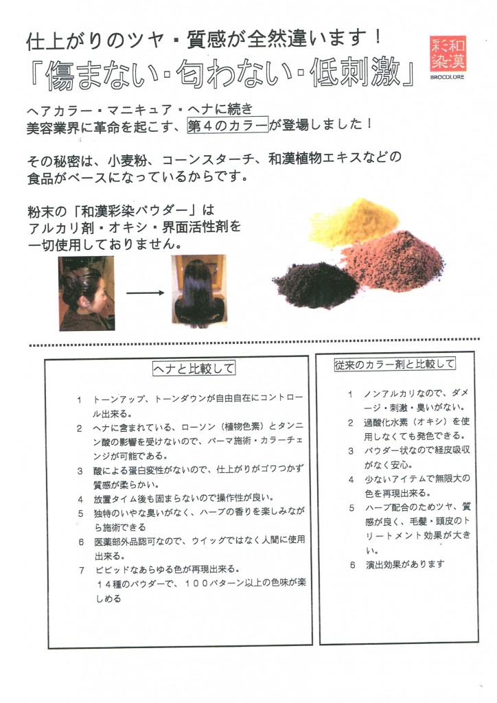 新メニューができました!「和漢彩染」