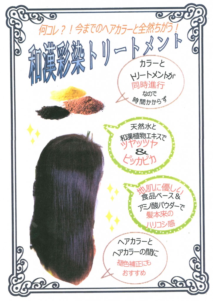 新メニューができました!「和漢彩染」